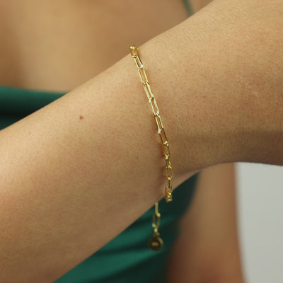 Modern Simple Minimalist Jewelry Women's Bracelet boyfriend paperclip bold chain 18k Gold Layered on 925 Sterling Silver