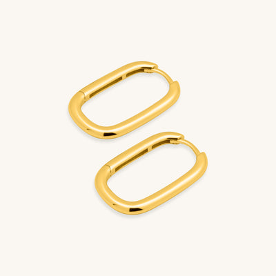 INTTN Oval Huggie Hoops Earings U shaped Women's Earing Thick 18k gold layered on 925 sterling silver