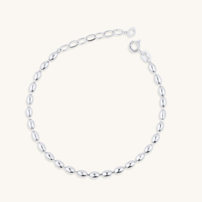 Modern Simple Minimalist Jewelry Women's Bracelet 925 Sterling Silver Oval Bead Chain