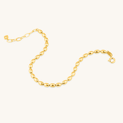 Modern Simple Minimalist Jewelry Women's Bracelet 18k Gold Layered on 925 Sterling Silver  Oval Bead Chain