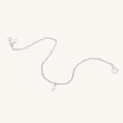 Modern Simple Minimalist Jewelry Women's Bracelet  925 Sterling Silver with satellite chain with 2 natural pearls