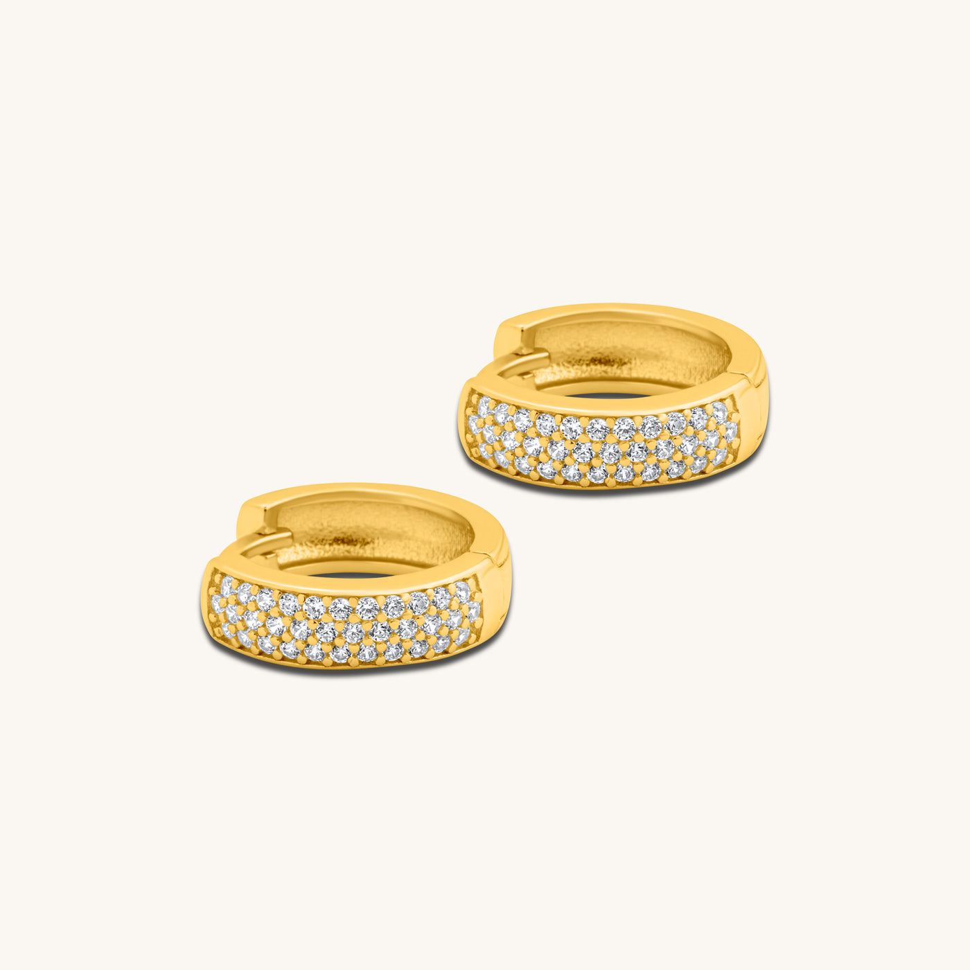 INTTN Pavé Diamond Bold Huggie Hoops Women's Earing Thick 18k gold layered on 925 sterling silver with cbic zirconia