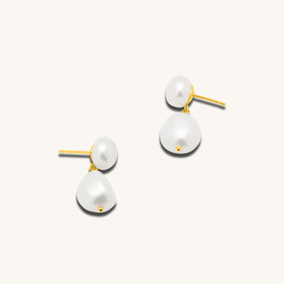 INTTN Pearl Drop Earings Women's Earing Thick 18k gold layered on 925 sterling silver 