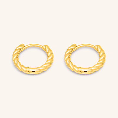 INTTN Mini Rope Hoops Women's Earing Thick 18k gold layered on 925 sterling silver