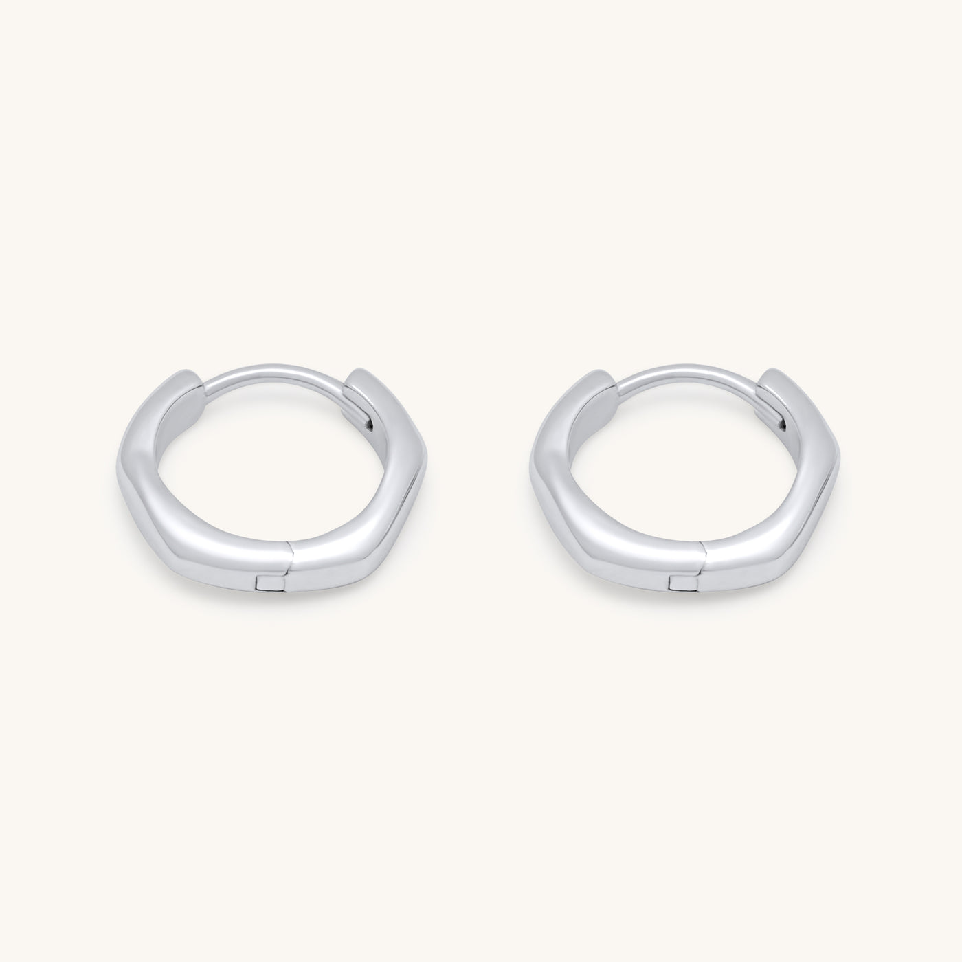 INTTN Mini hexagon rounded edge Hoops Women's Earing 925 sterling silver