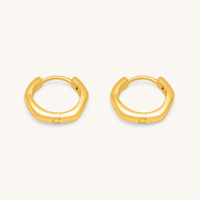 INTTN Mini hexagon rounded edge Hoops Women's Earing Thick 18k gold layered on 925 sterling silver
