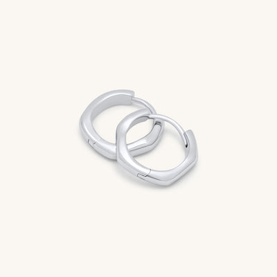 INTTN Mini hexagon rounded edge Hoops Women's Earing 925 sterling silver