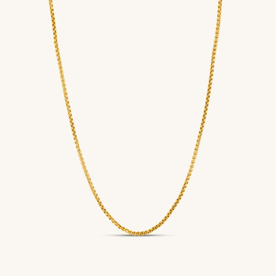 Modern Minimalist Jewelry Women's Necklace Choker Round box chain 2mm 18k Gold layered on 925 Sterling Silver