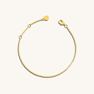 Modern Simple Minimalist Jewelry Women's Bracelet Thin Slick Rolo Chain 1mm 18k Gold Layered on 925 Sterling Silver 