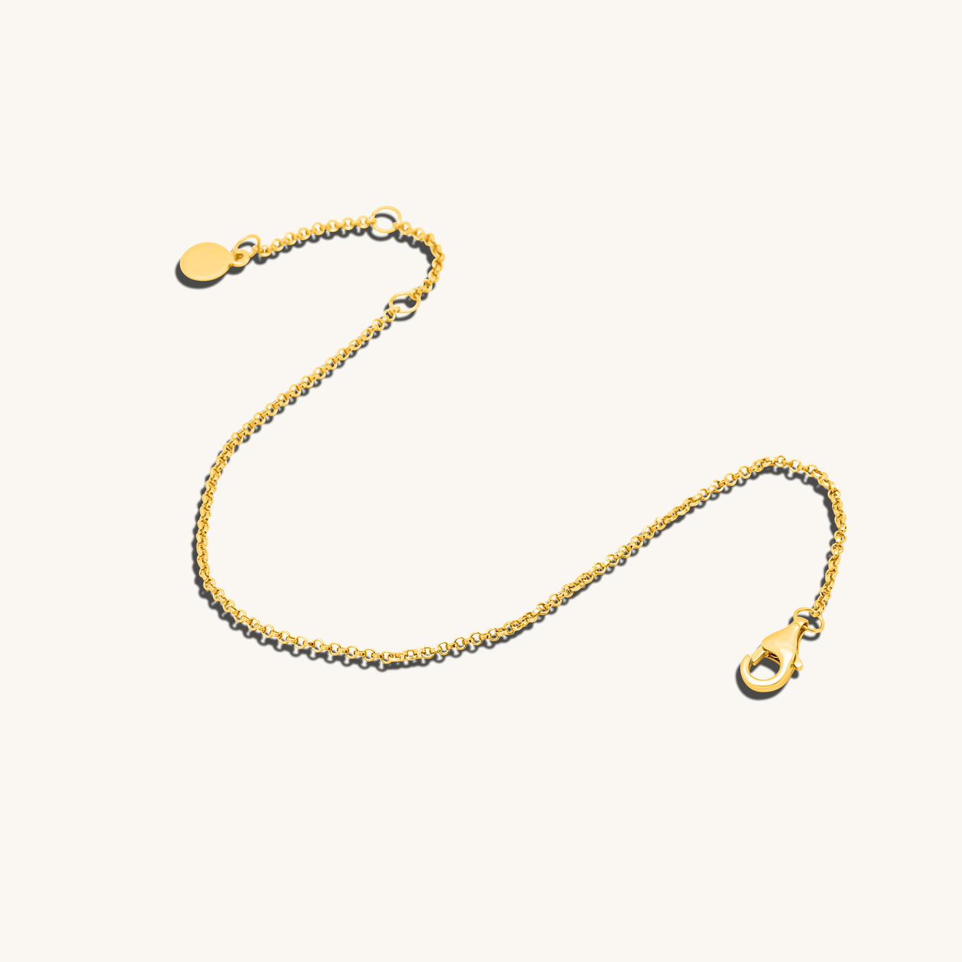 Modern Simple Minimalist Jewelry Women's Bracelet Thin Slick Rolo Chain 1mm 18k Gold Layered on 925 Sterling Silver 