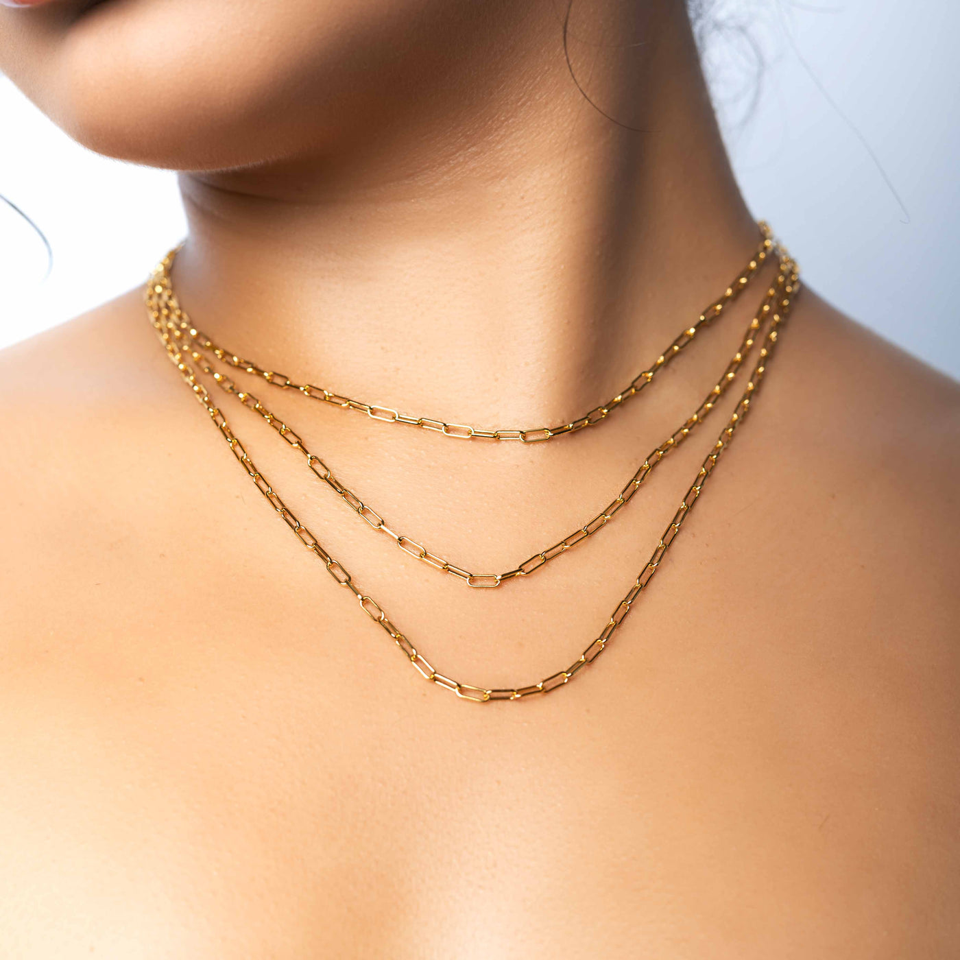Modern Simple Minimalist Jewelry Women's Necklace Chocker boyfriend paper clip bold chain 2.3mm 18k Gold layered on 925 Sterling Silver