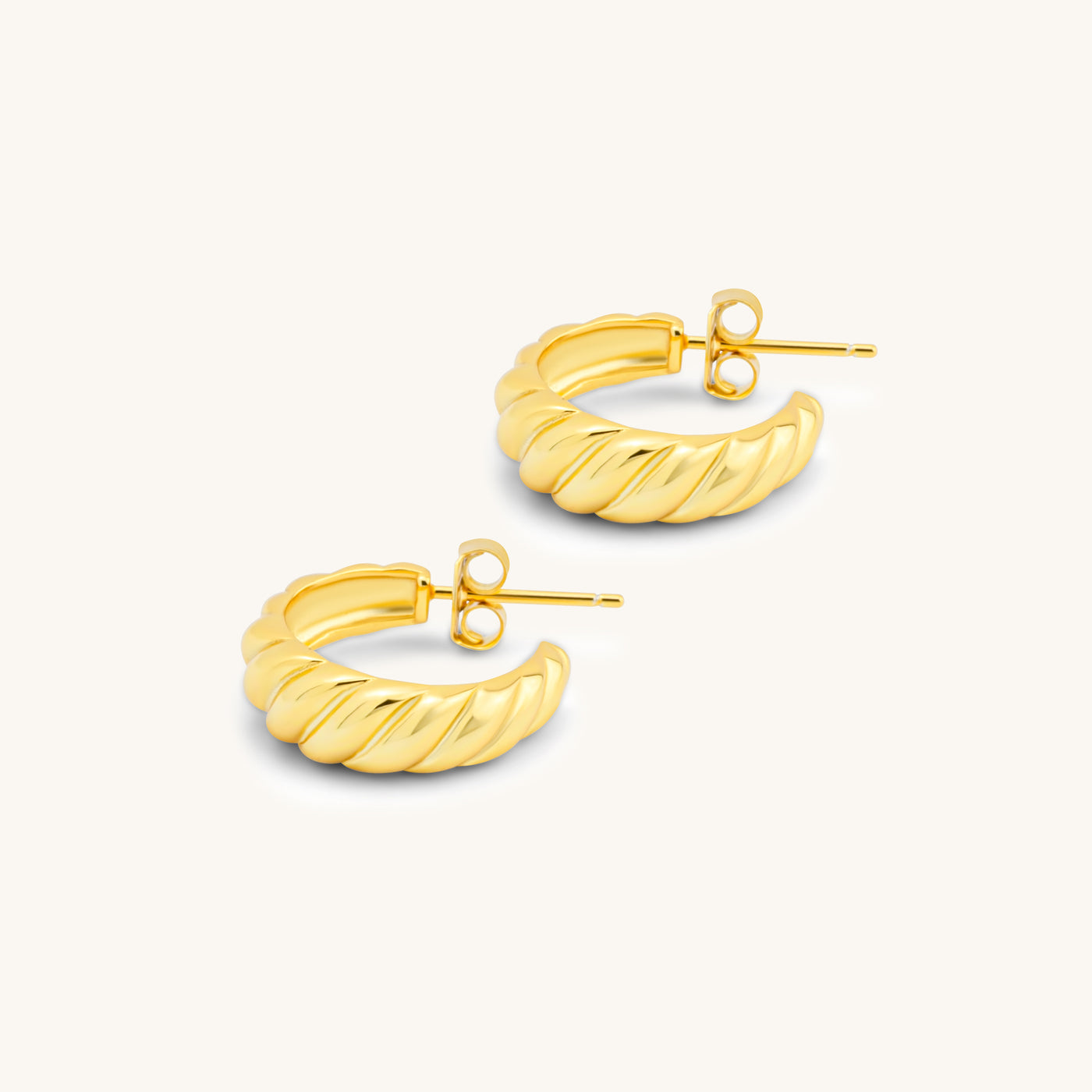 INTTN Croissant Dôme Earrings Bold Huggie Hoops Women's Earing Thick 18k gold layered on 925 sterling silver