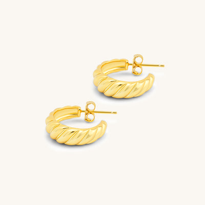 INTTN Croissant Dôme Earrings Bold Huggie Hoops Women's Earing Thick 18k gold layered on 925 sterling silver