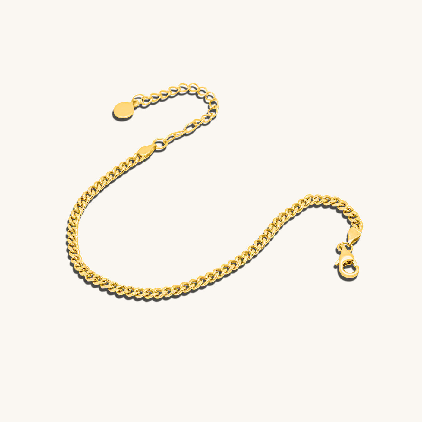 Modern Simple Minimalist Jewelry Women's Bracelet curb chain 3mm 18k Gold Layered on 925 Sterling Silver  