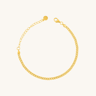 Modern Simple Minimalist Jewelry Women's Bracelet curb chain 3mm 18k Gold Layered on 925 Sterling Silver  