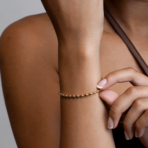 Modern Simple Minimalist Jewelry Women's Bracelet 18k Gold Layered on 925 Sterling Silver  Oval Bead Chain