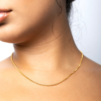 Modern Minimalist Jewelry Women's Necklace Choker Rolo Chain 2mm 18k Gold layered on 925 Sterling Silver 