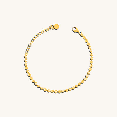 Modern Simple Minimalist Jewelry Women's Bracelet ball bead  chain 3mm 18k Gold Layered on 925 Sterling Silver  