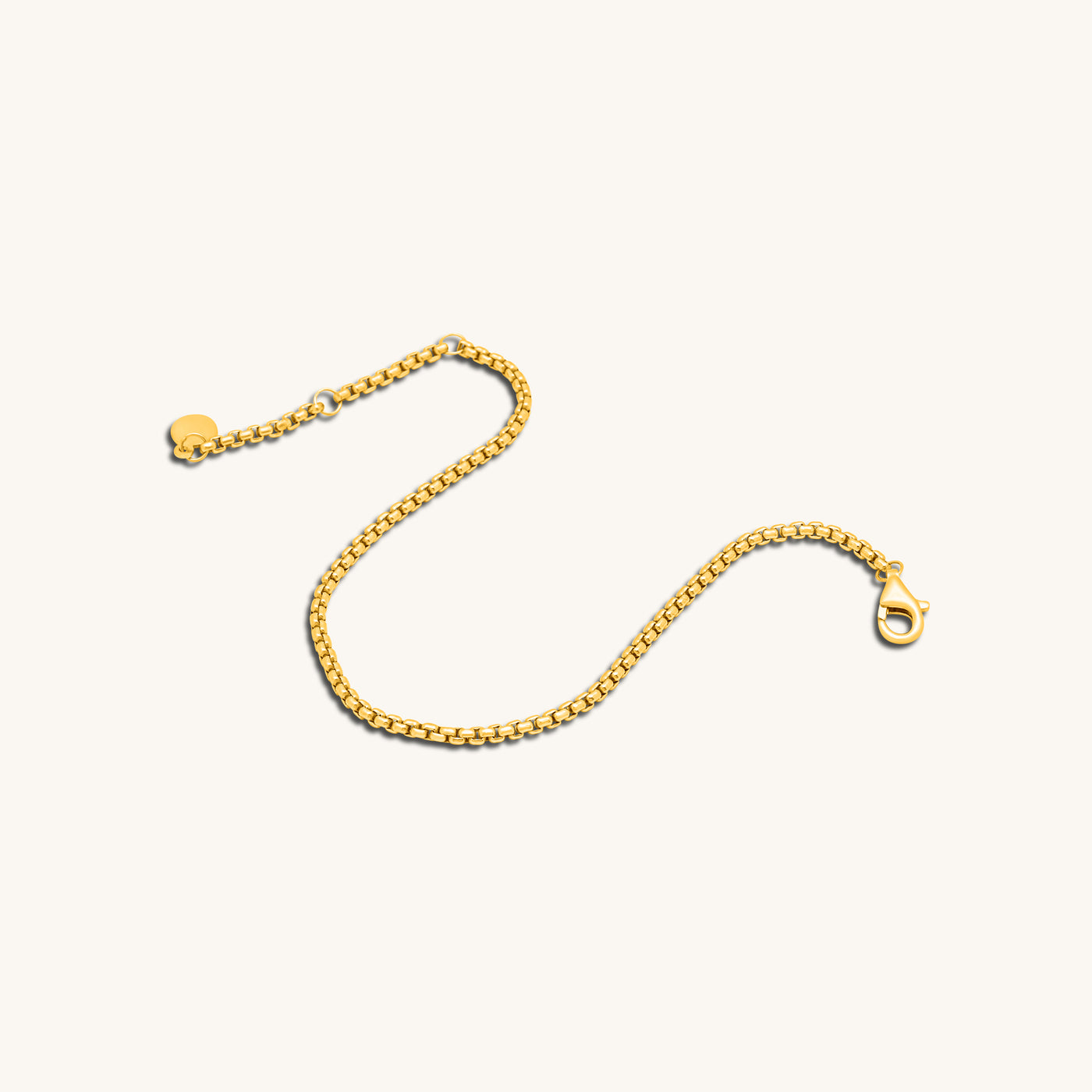  Modern Simple Minimalist Jewelry Women's Bracelet round box chain 18k Gold Layered on 925 Sterling Silver  