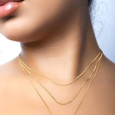 Modern Minimalist Jewelry Women's Necklace Choker baby curb chain 1.05mm 18k Gold layered on 925 Sterling Silver