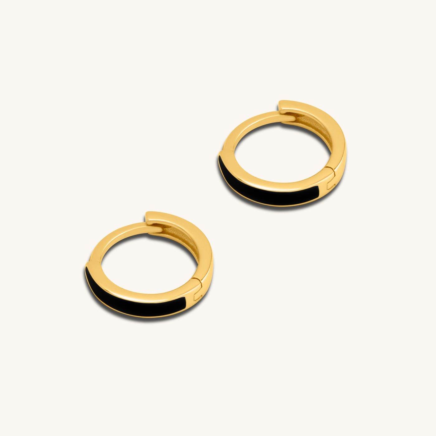 INTTN Black enamel coated line mini hoop Women's Earing Thick 18k gold layered on 925 sterling silve