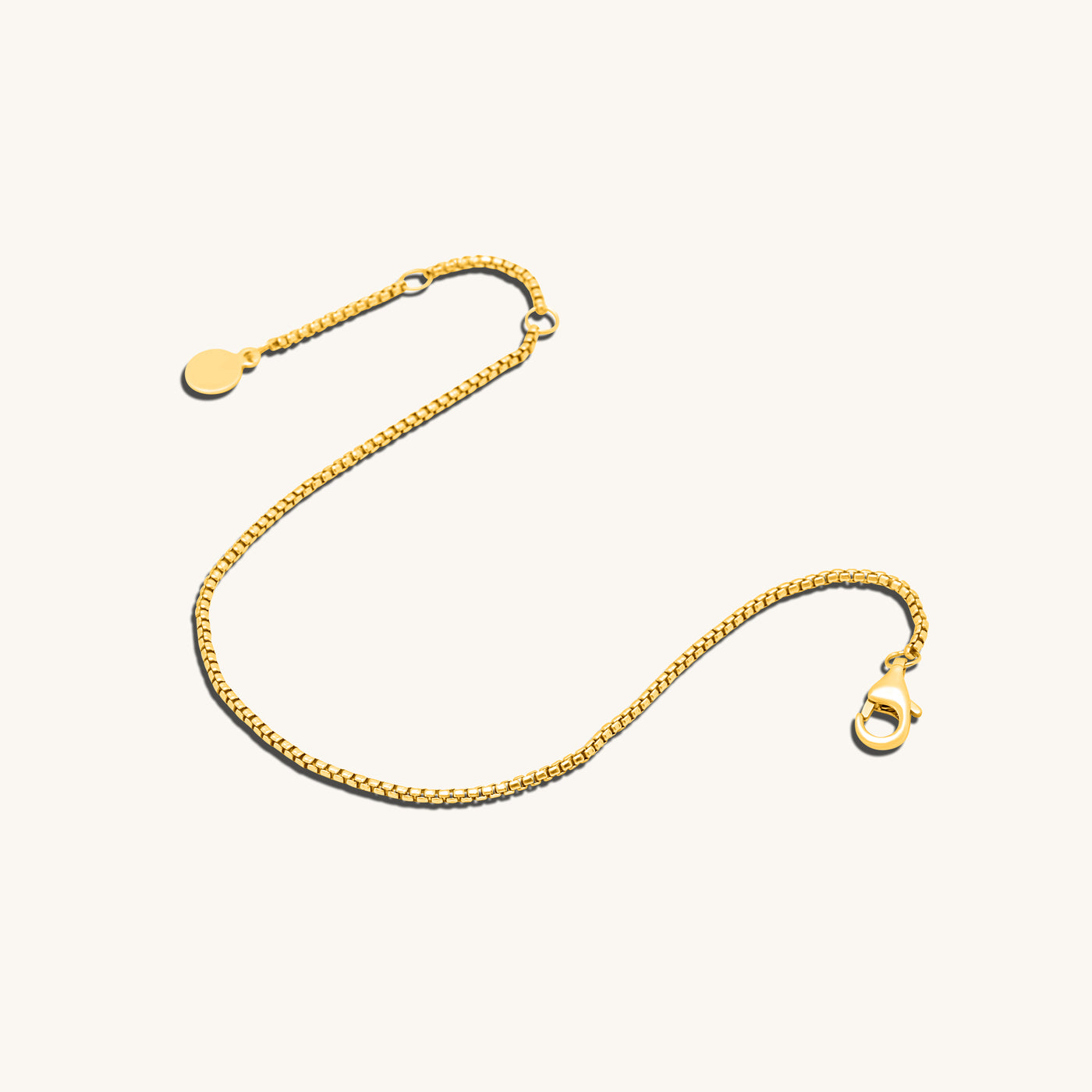 Modern Simple Minimalist Jewelry Women's Bracelet thin Slick Round box chain 1.3mm 18k Gold Layered on 925 Sterling Silver  