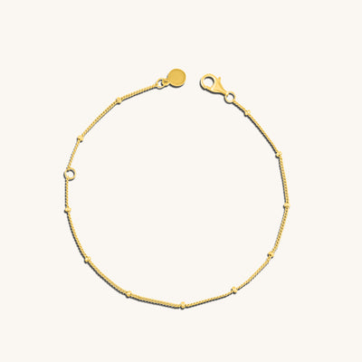  Modern Simple Minimalist Jewelry Women's Bracelet Satellite baby curb chain 18k Gold Layered on 925 Sterling Silver  