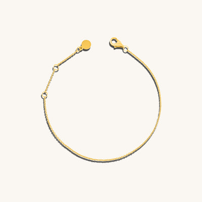 Modern Simple Minimalist Jewelry Women's Bracelet Thin Slick Cable Chain 1mm 18k Gold Layered on 925 Sterling Silver 