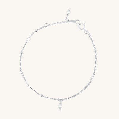 Modern Simple Minimalist Jewelry Women's Bracelet  925 Sterling Silver with satellite chain with 2 natural pearls