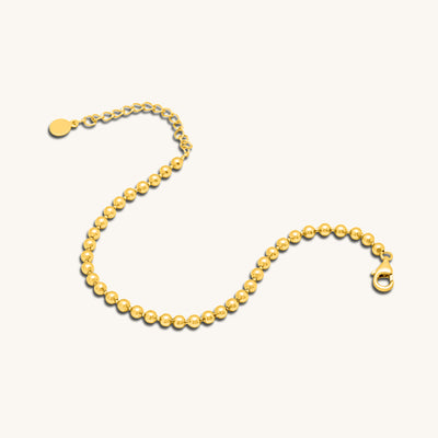 Modern Simple Minimalist Jewelry Women's Bracelet ball bead  chain 3mm 18k Gold Layered on 925 Sterling Silver  