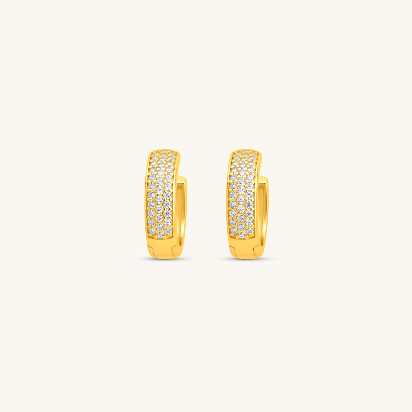 INTTN Pavé Diamond Bold Huggie Hoops Women's Earing Thick 18k gold layered on 925 sterling silver with cbic zirconia