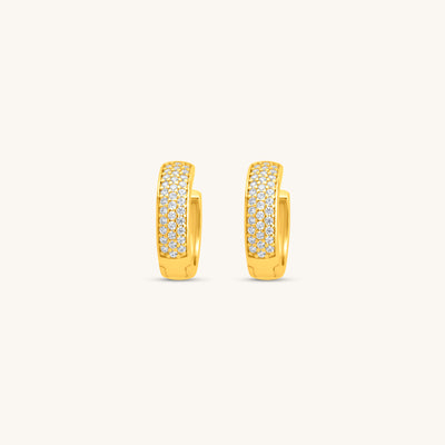 INTTN Pavé Diamond Bold Huggie Hoops Women's Earing Thick 18k gold layered on 925 sterling silver with cbic zirconia