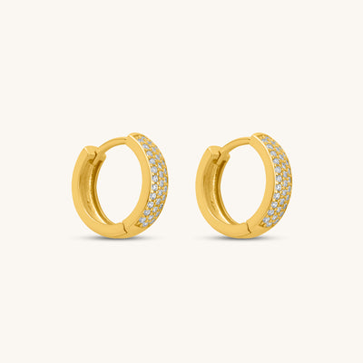 INTTN Pavé Diamond Bold Huggie Hoops Women's Earing Thick 18k gold layered on 925 sterling silver with cbic zirconia