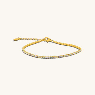  Modern Simple Minimalist Jewelry Women's Bracelet Tennis chain 18k Gold Layered on 925 Sterling Silver Cubic Zirconia  