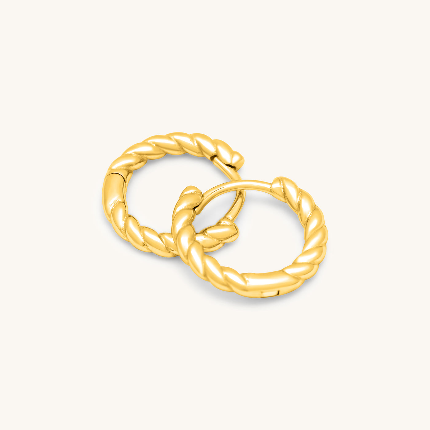 INTTN Mini Rope Hoops Women's Earing Thick 18k gold layered on 925 sterling silver