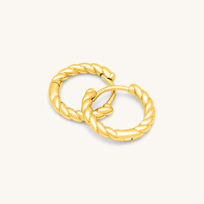 INTTN Mini Rope Hoops Women's Earing Thick 18k gold layered on 925 sterling silver