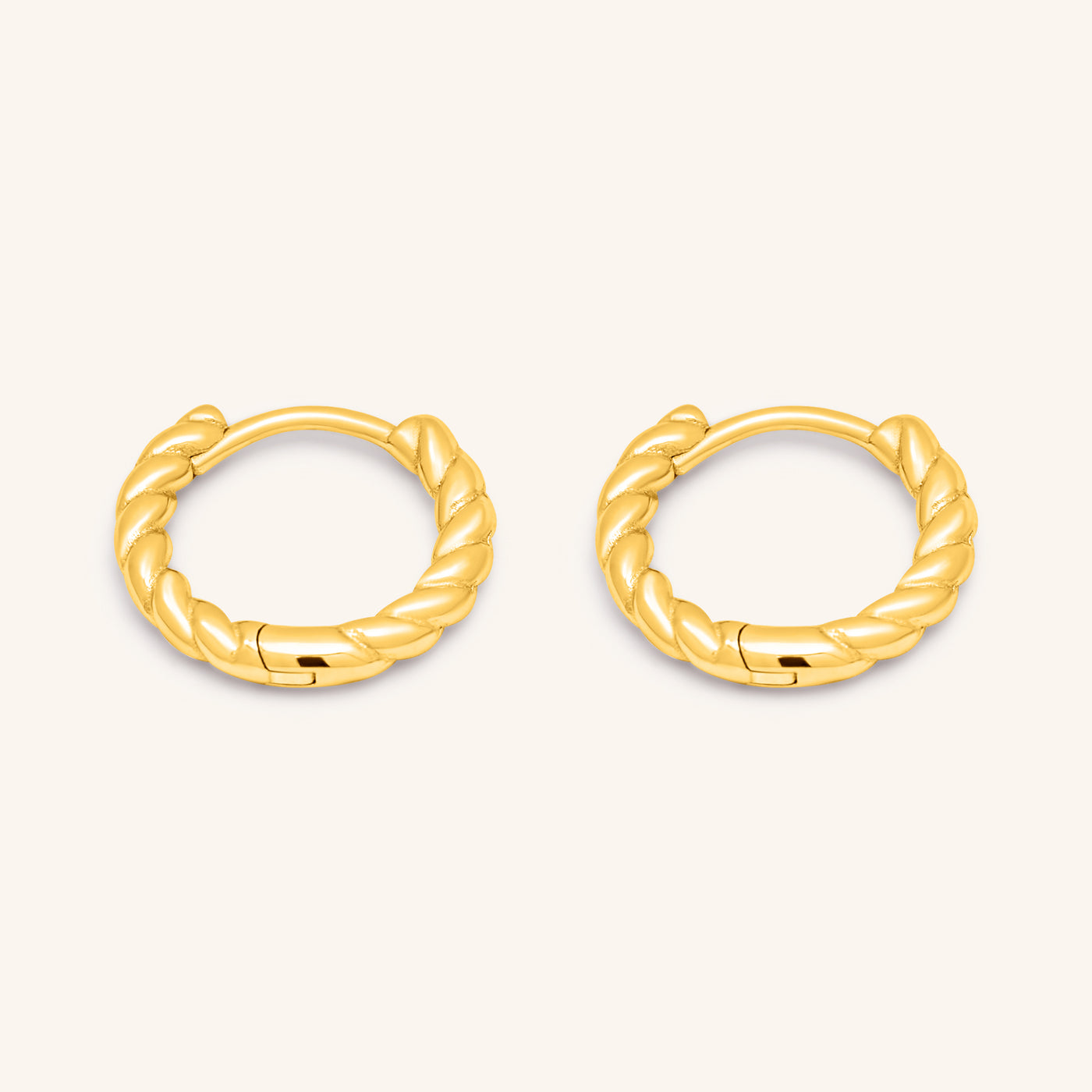 INTTN Mini Rope Hoops Women's Earing Thick 18k gold layered on 925 sterling silver