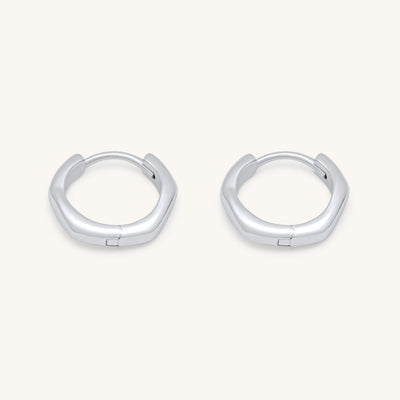 INTTN Mini hexagon rounded edge Hoops Women's Earing 925 sterling silver