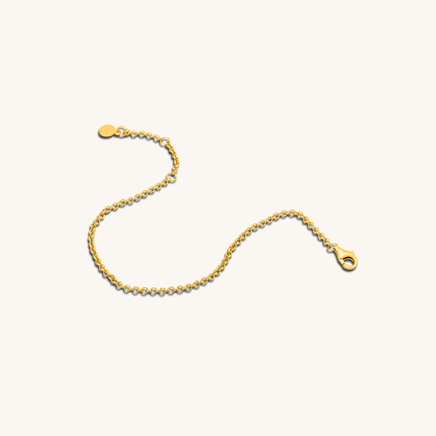  Modern Simple Minimalist Jewelry Women's Bracelet rolo chain 2mm 18k Gold Layered on 925 Sterling Silver  