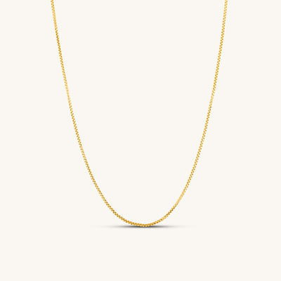 Modern Minimalist Jewelry Women's Necklace Choker thin Slick Rolo box chain 1.3mm 18k Gold layered on 925 Sterling Silver