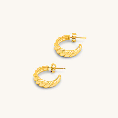 INTTN Croissant Dôme Earrings Bold Huggie Hoops Women's Earing Thick 18k gold layered on 925 sterling silver