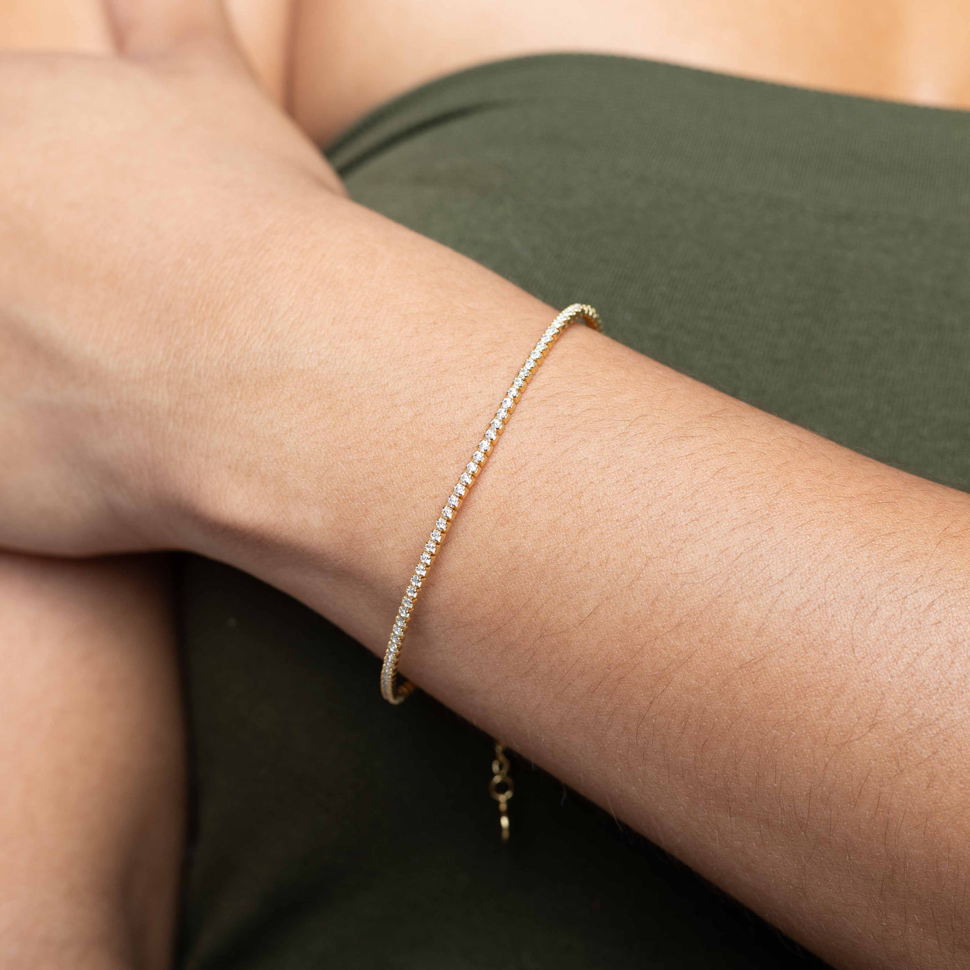  Modern Simple Minimalist Jewelry Women's Bracelet Tennis chain 18k Gold Layered on 925 Sterling Silver Cubic Zirconia  