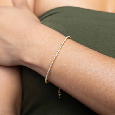  Modern Simple Minimalist Jewelry Women's Bracelet Tennis chain 18k Gold Layered on 925 Sterling Silver Cubic Zirconia  
