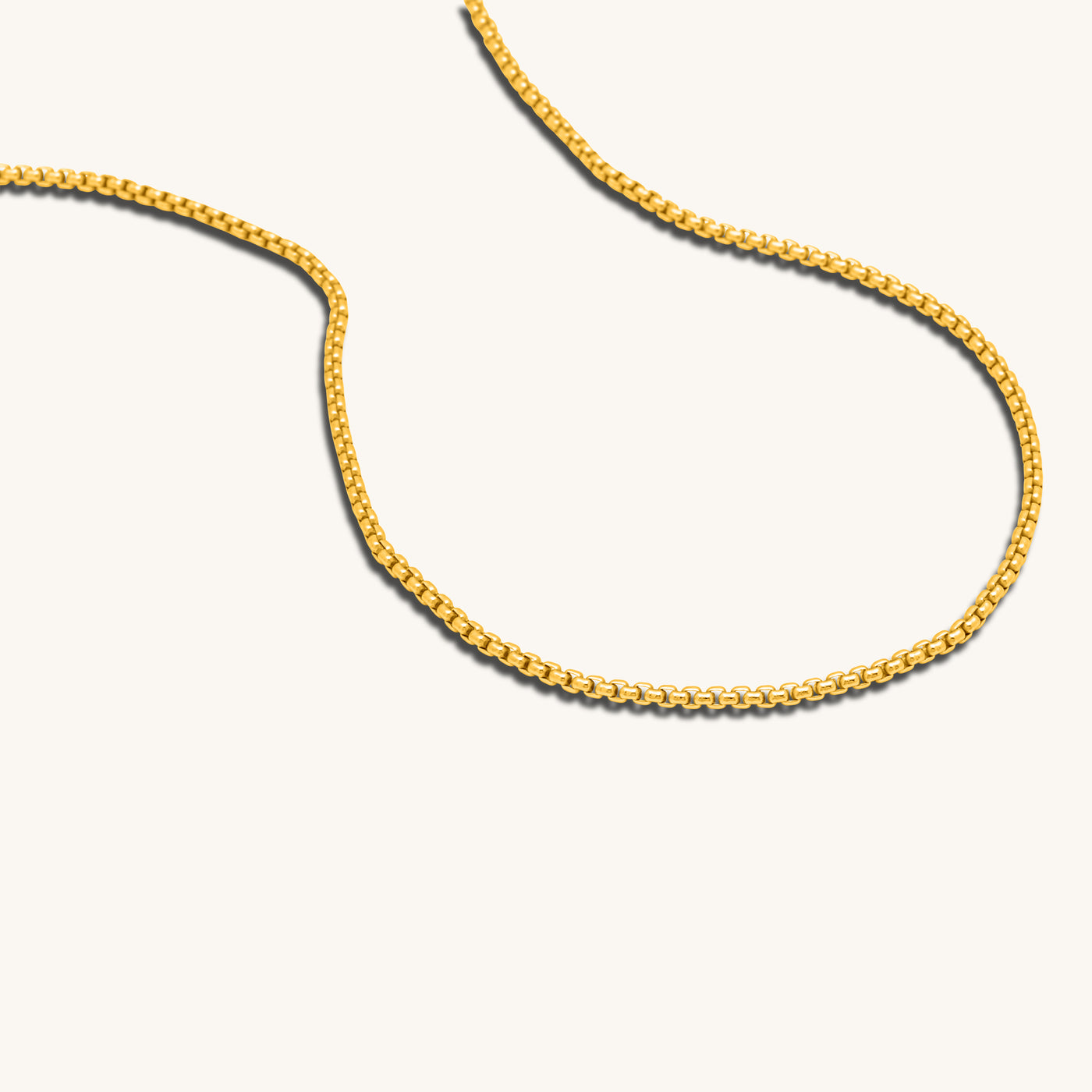 Modern Minimalist Jewelry Women's Necklace Choker Round box chain 2mm 18k Gold layered on 925 Sterling Silver