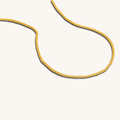 Modern Minimalist Jewelry Women's Necklace Choker Round box chain 2mm 18k Gold layered on 925 Sterling Silver