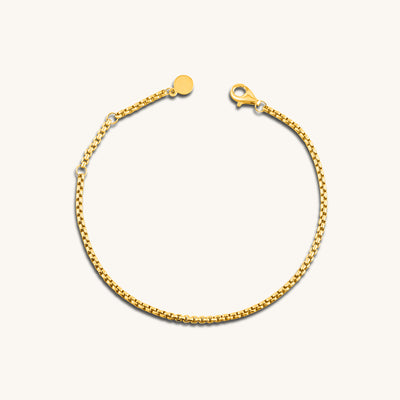  Modern Simple Minimalist Jewelry Women's Bracelet round box chain 18k Gold Layered on 925 Sterling Silver  